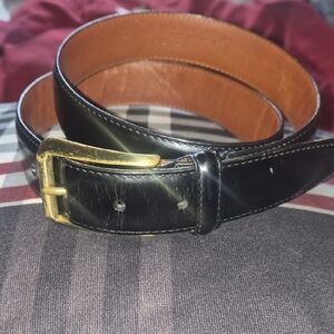 Coach Men's Black Leather Belt with Brass Buckle 34"